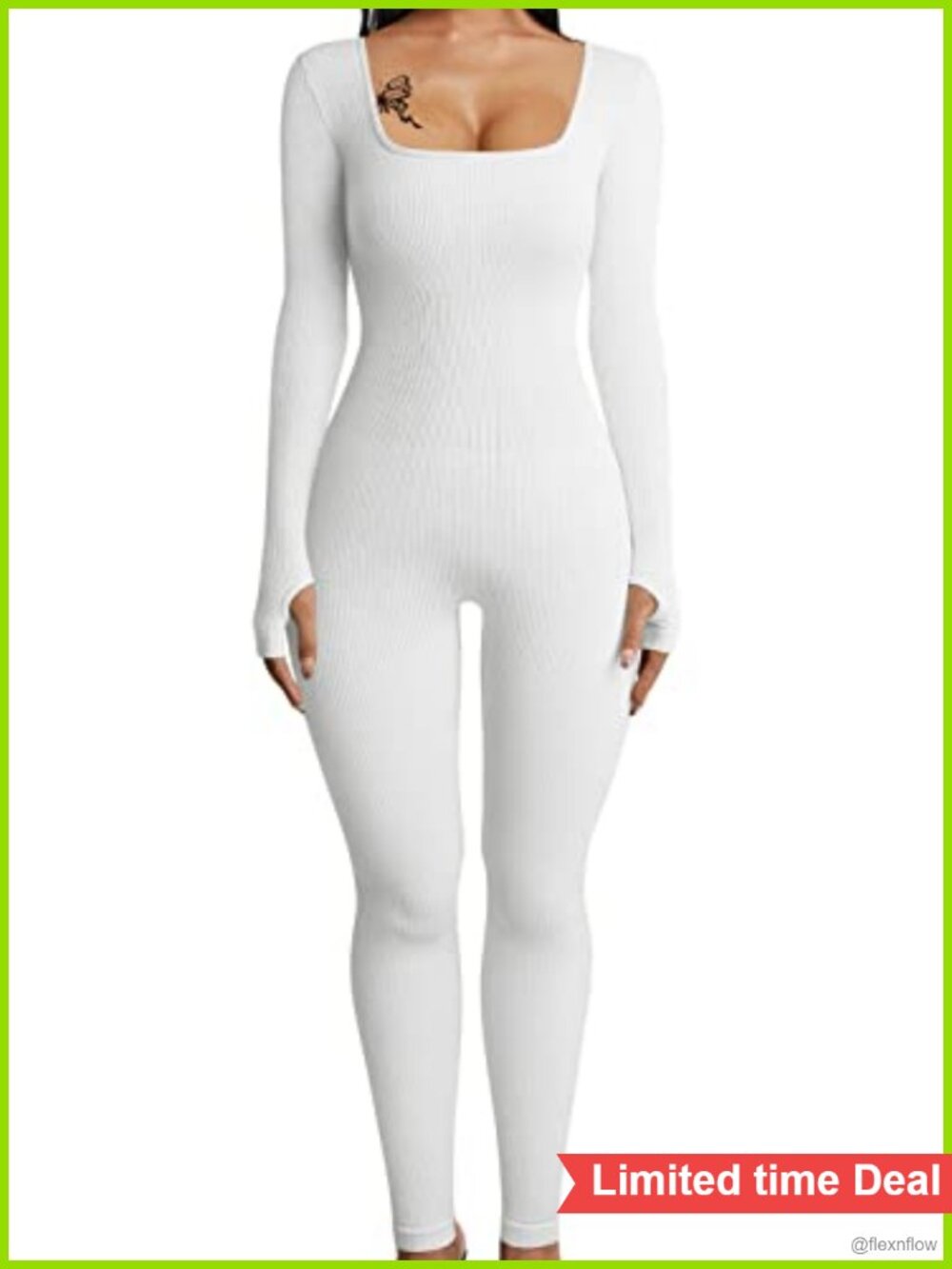 One Piece Ribbed Long Sleeve Jumpsuit Women's Workout Romper Slim Fit